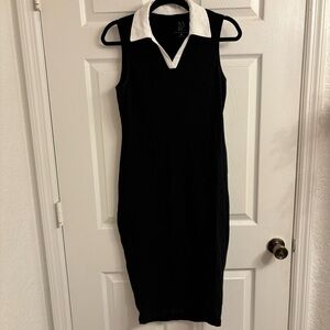 NY&CO Vintage Sleeveless Collard Black And White Dress